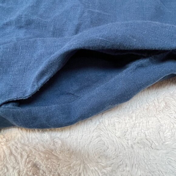 Len Ok Women's Large Oversized 3/4 Sleeve Belted Linen Long Dress Blue Pockets - Picture 8 of 9